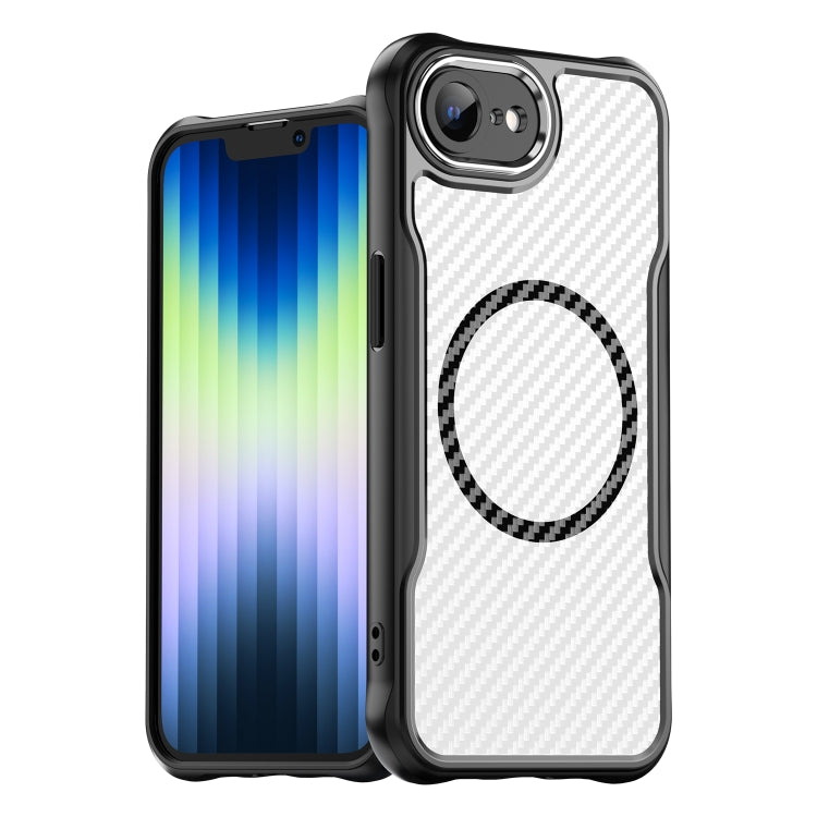 For iPhone 17e / 16e Carbon Fiber Texture MagSafe Translucent Phone Case