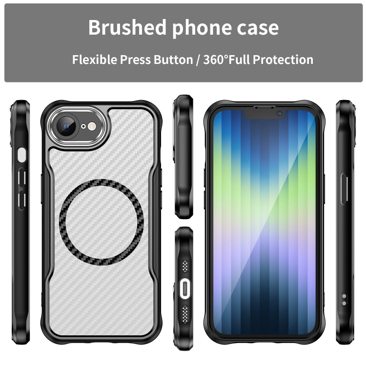 For iPhone 17e / 16e Carbon Fiber Texture MagSafe Translucent Phone Case