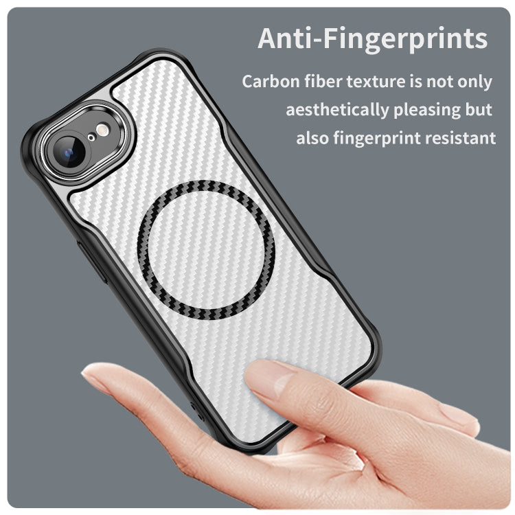 For iPhone 17e / 16e Carbon Fiber Texture MagSafe Translucent Phone Case
