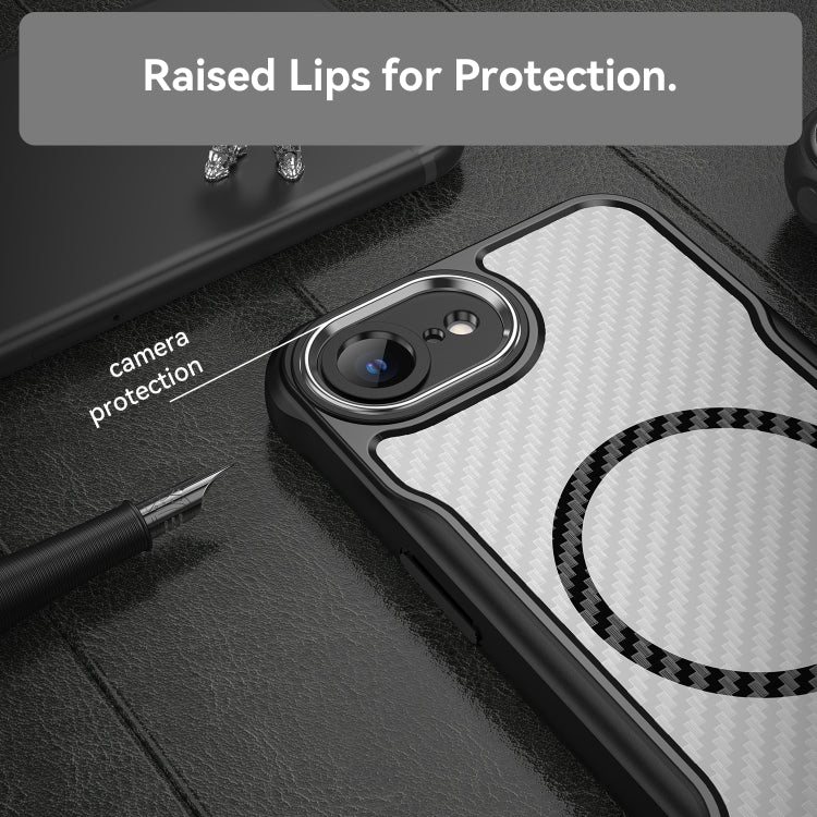 For iPhone 17e / 16e Carbon Fiber Texture MagSafe Translucent Phone Case