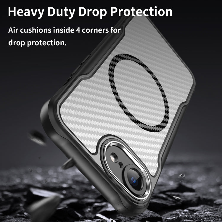 For iPhone 17e / 16e Carbon Fiber Texture MagSafe Translucent Phone Case