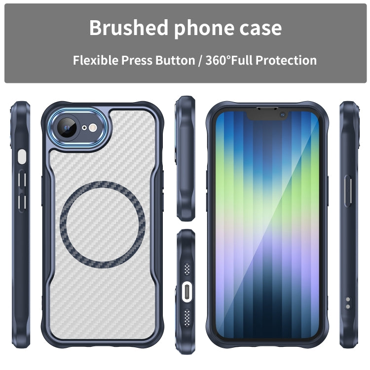 For iPhone 17e / 16e Carbon Fiber Texture MagSafe Translucent Phone Case