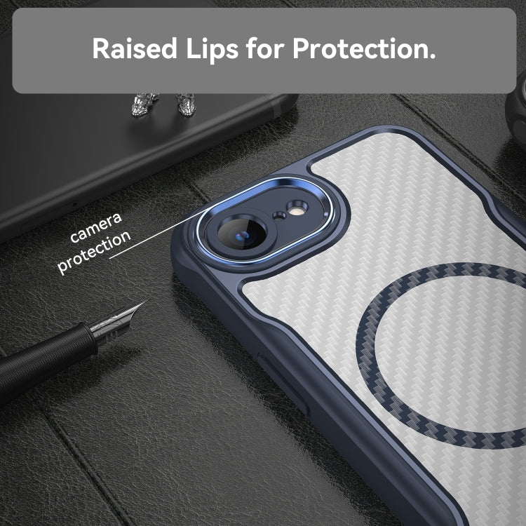 For iPhone 17e / 16e Carbon Fiber Texture MagSafe Translucent Phone Case
