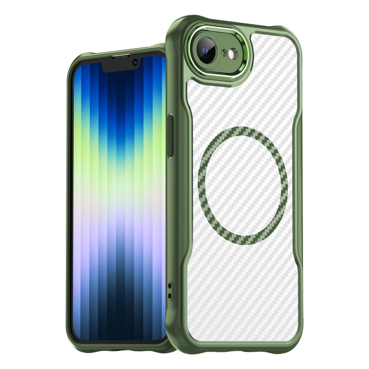 For iPhone 17e / 16e Carbon Fiber Texture MagSafe Translucent Phone Case