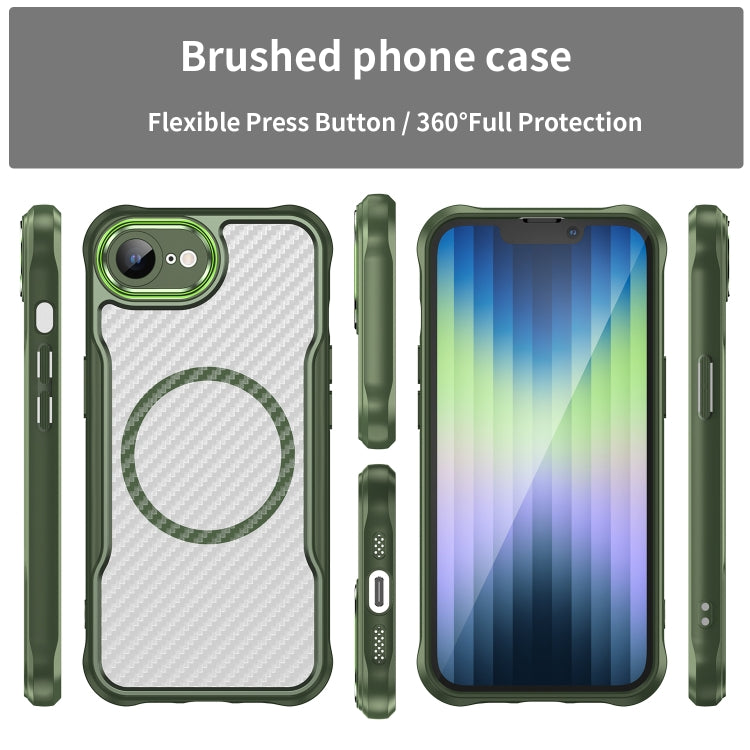 For iPhone 17e / 16e Carbon Fiber Texture MagSafe Translucent Phone Case
