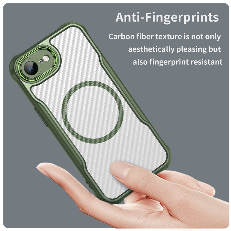 For iPhone 17e / 16e Carbon Fiber Texture MagSafe Translucent Phone Case