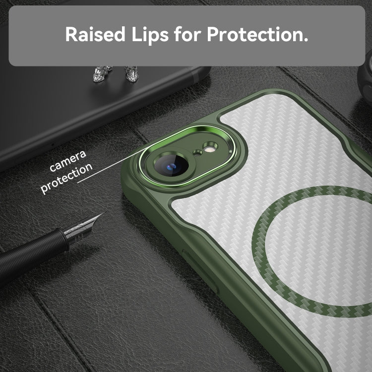 For iPhone 17e / 16e Carbon Fiber Texture MagSafe Translucent Phone Case