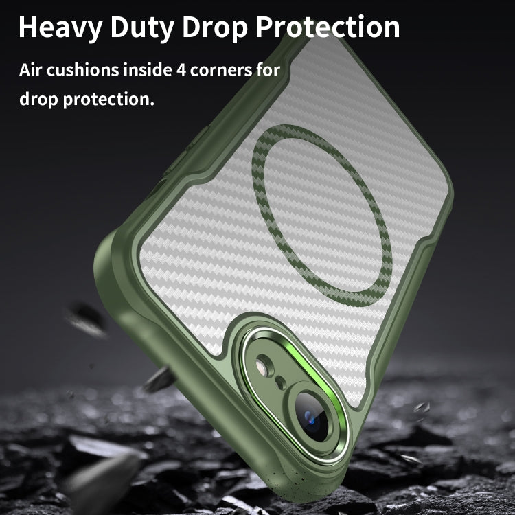 For iPhone 17e / 16e Carbon Fiber Texture MagSafe Translucent Phone Case
