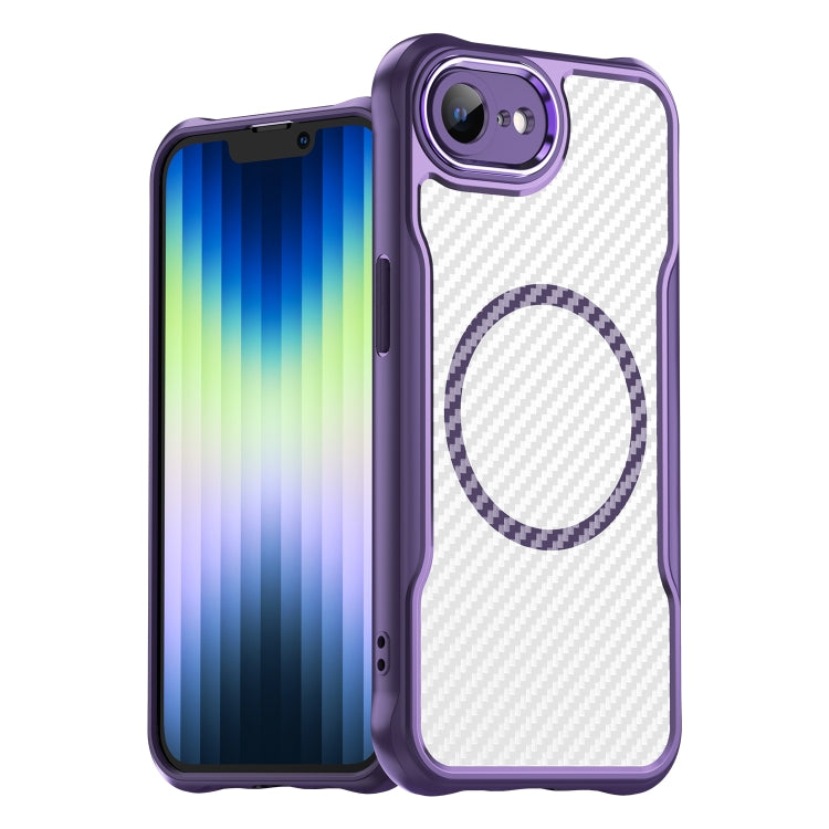 For iPhone 17e / 16e Carbon Fiber Texture MagSafe Translucent Phone Case