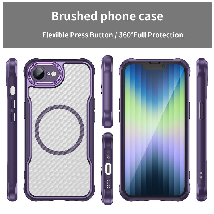 For iPhone 17e / 16e Carbon Fiber Texture MagSafe Translucent Phone Case