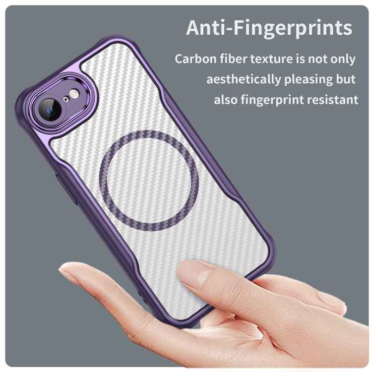 For iPhone 17e / 16e Carbon Fiber Texture MagSafe Translucent Phone Case