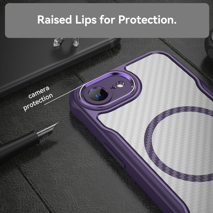 For iPhone 17e / 16e Carbon Fiber Texture MagSafe Translucent Phone Case