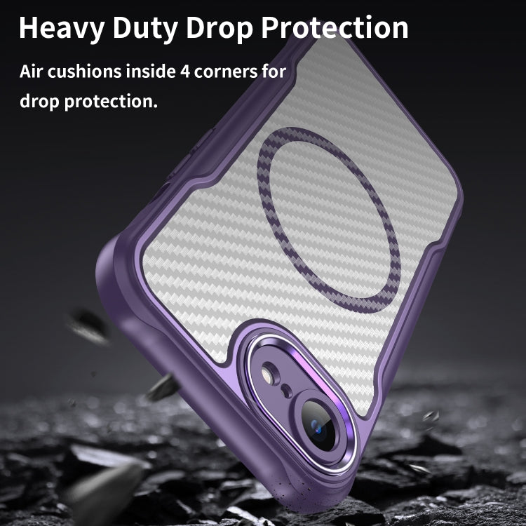 For iPhone 17e / 16e Carbon Fiber Texture MagSafe Translucent Phone Case
