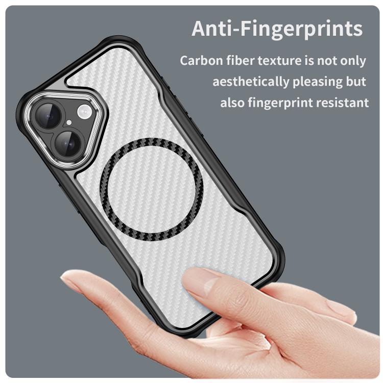 For iPhone 17 Carbon Fiber Texture MagSafe Translucent Phone Case