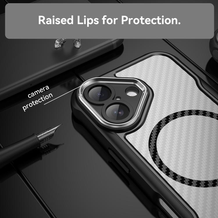 For iPhone 17 Carbon Fiber Texture MagSafe Translucent Phone Case