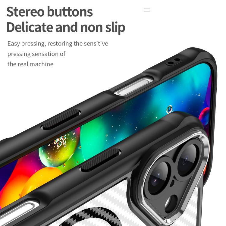 For iPhone 17 Carbon Fiber Texture MagSafe Translucent Phone Case