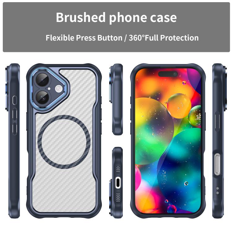 For iPhone 17 Carbon Fiber Texture MagSafe Translucent Phone Case