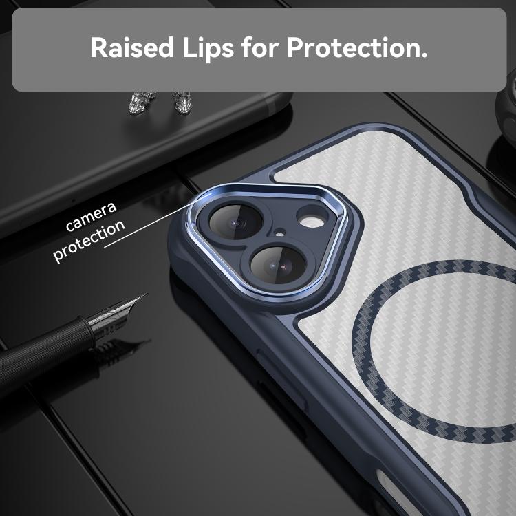 For iPhone 17 Carbon Fiber Texture MagSafe Translucent Phone Case