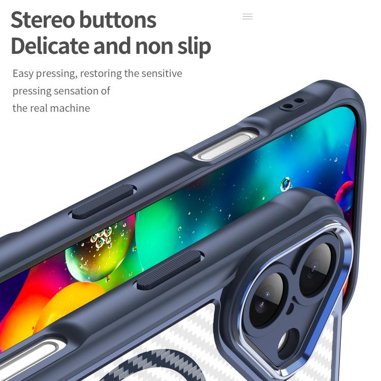For iPhone 17 Carbon Fiber Texture MagSafe Translucent Phone Case