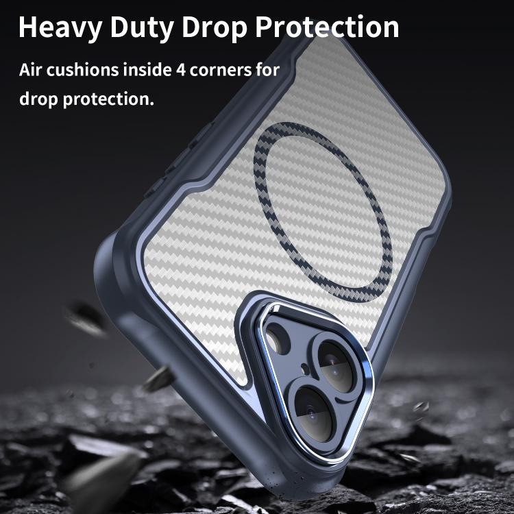 For iPhone 17 Carbon Fiber Texture MagSafe Translucent Phone Case