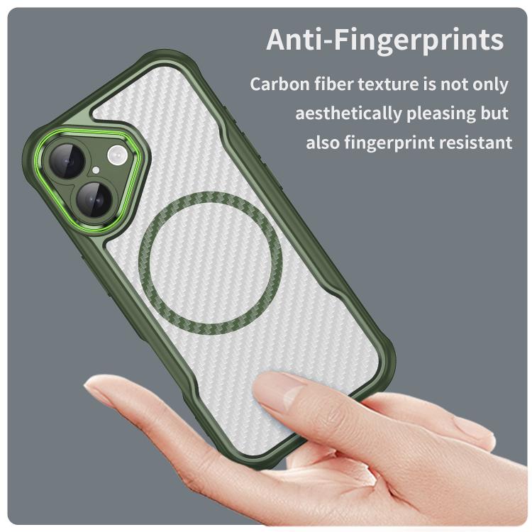 For iPhone 17 Carbon Fiber Texture MagSafe Translucent Phone Case