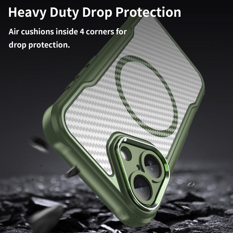 For iPhone 17 Carbon Fiber Texture MagSafe Translucent Phone Case