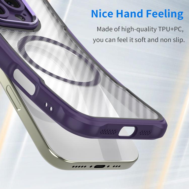 For iPhone 17 Carbon Fiber Texture MagSafe Translucent Phone Case