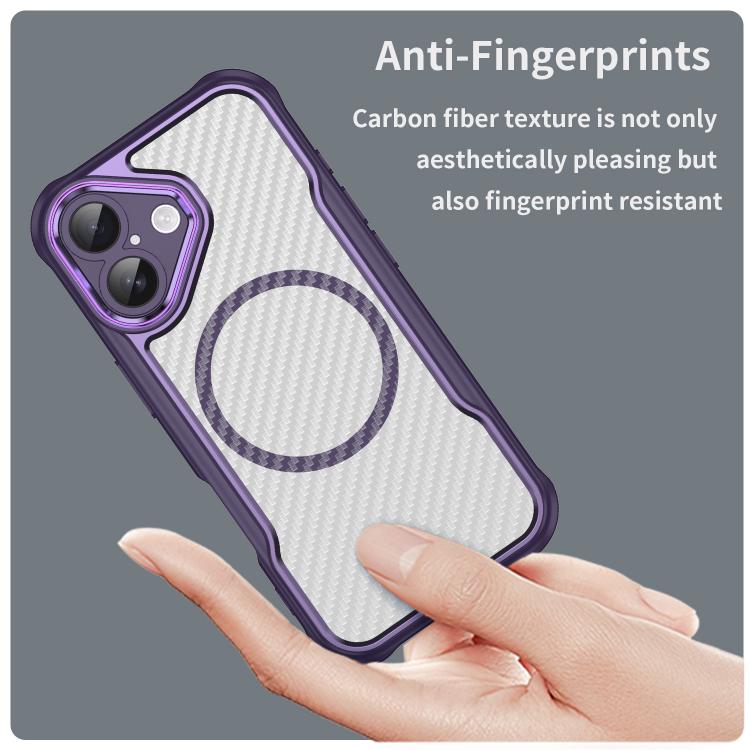 For iPhone 17 Carbon Fiber Texture MagSafe Translucent Phone Case