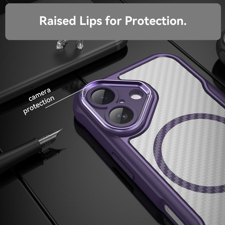 For iPhone 17 Carbon Fiber Texture MagSafe Translucent Phone Case
