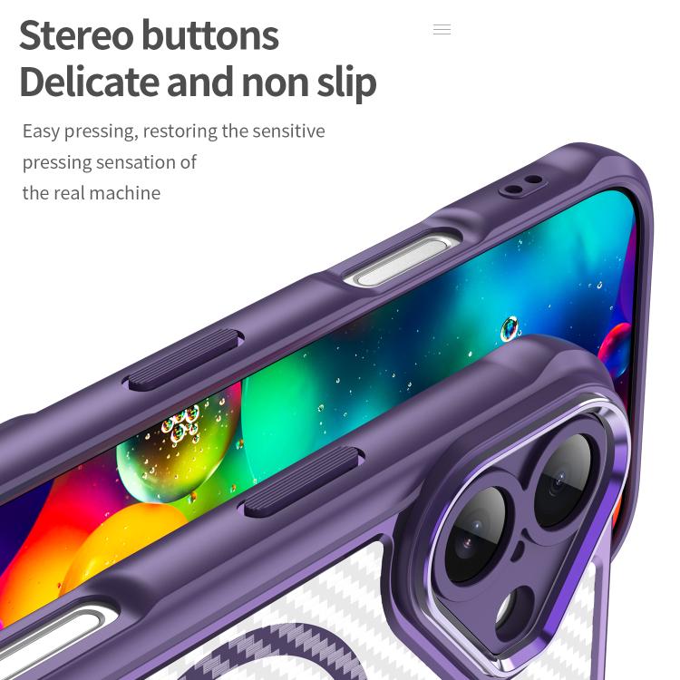 For iPhone 17 Carbon Fiber Texture MagSafe Translucent Phone Case