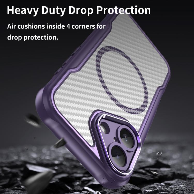 For iPhone 17 Carbon Fiber Texture MagSafe Translucent Phone Case