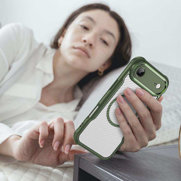 For  iPhone Air Carbon Fiber Texture MagSafe Translucent Phone Case