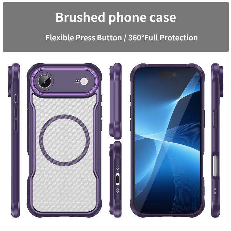 For  iPhone Air Carbon Fiber Texture MagSafe Translucent Phone Case