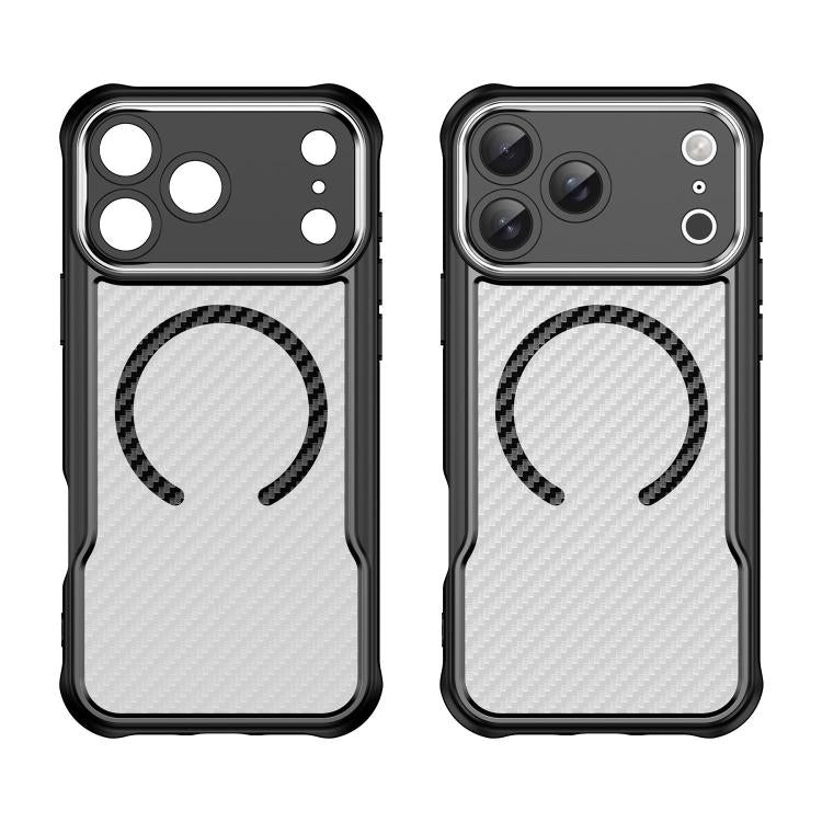 For iPhone 17 Pro Max Carbon Fiber Texture MagSafe Translucent Phone Case