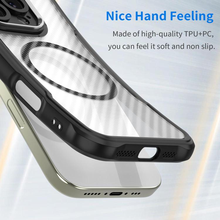 For iPhone 17 Pro Max Carbon Fiber Texture MagSafe Translucent Phone Case