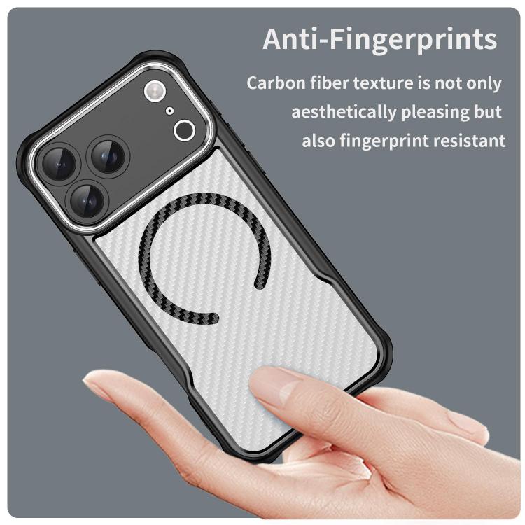 For iPhone 17 Pro Max Carbon Fiber Texture MagSafe Translucent Phone Case