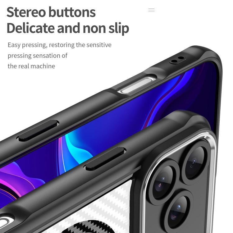 For iPhone 17 Pro Max Carbon Fiber Texture MagSafe Translucent Phone Case