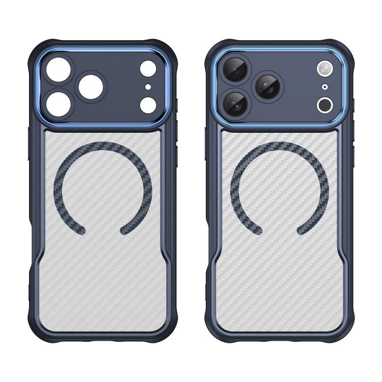 For iPhone 17 Pro Max Carbon Fiber Texture MagSafe Translucent Phone Case