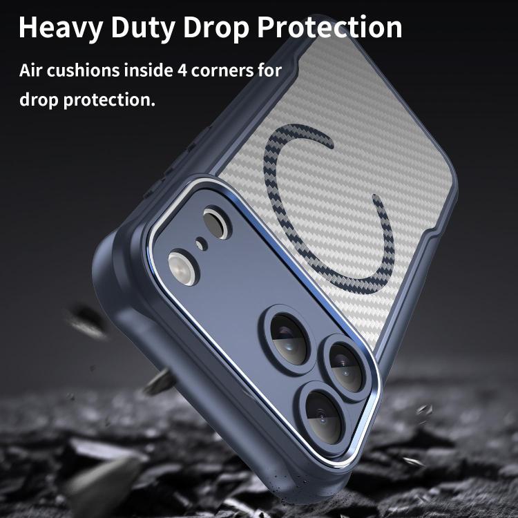 For iPhone 17 Pro Max Carbon Fiber Texture MagSafe Translucent Phone Case