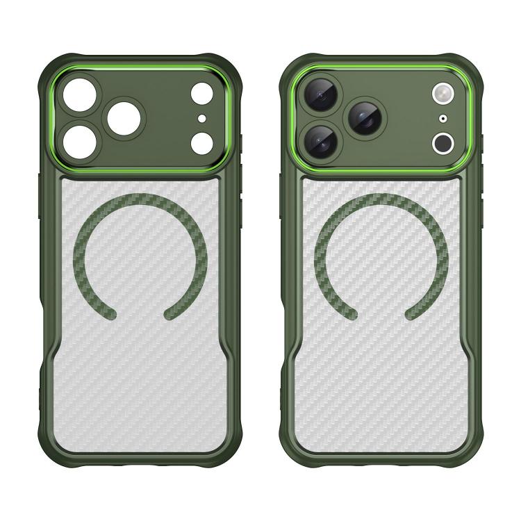 For iPhone 17 Pro Max Carbon Fiber Texture MagSafe Translucent Phone Case