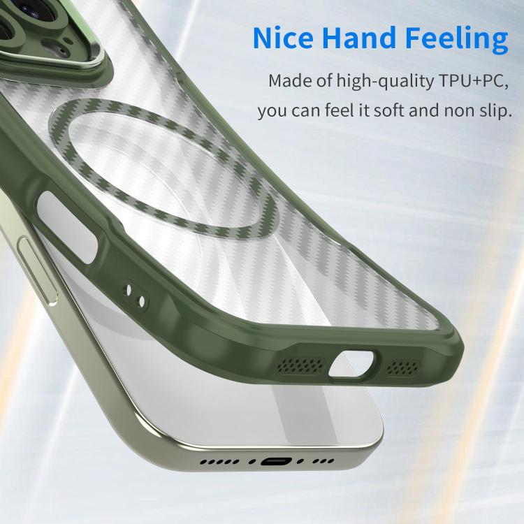 For iPhone 17 Pro Max Carbon Fiber Texture MagSafe Translucent Phone Case