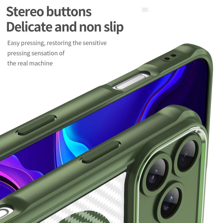 For iPhone 17 Pro Max Carbon Fiber Texture MagSafe Translucent Phone Case