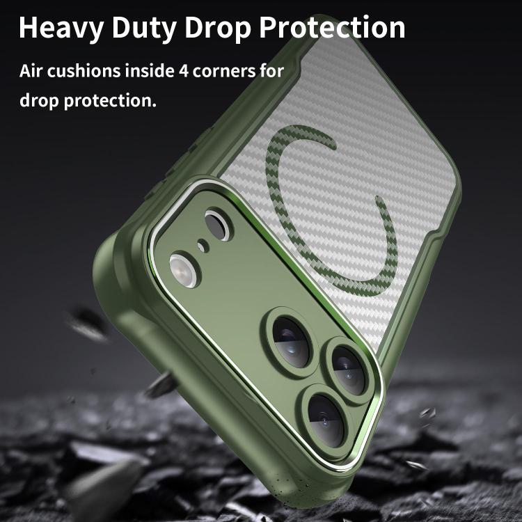 For iPhone 17 Pro Max Carbon Fiber Texture MagSafe Translucent Phone Case