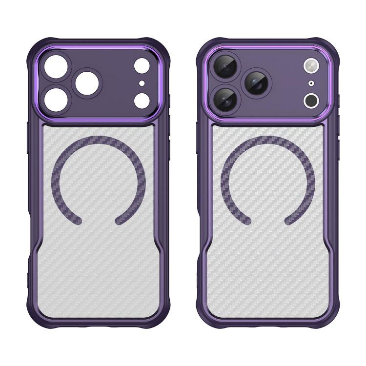 For iPhone 17 Pro Max Carbon Fiber Texture MagSafe Translucent Phone Case