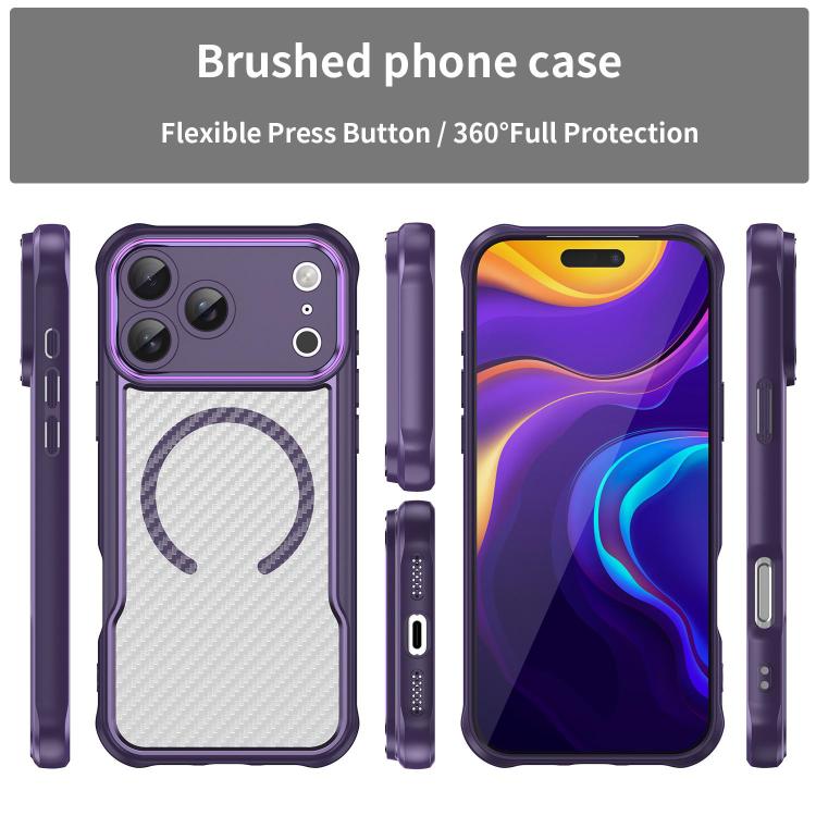 For iPhone 17 Pro Max Carbon Fiber Texture MagSafe Translucent Phone Case