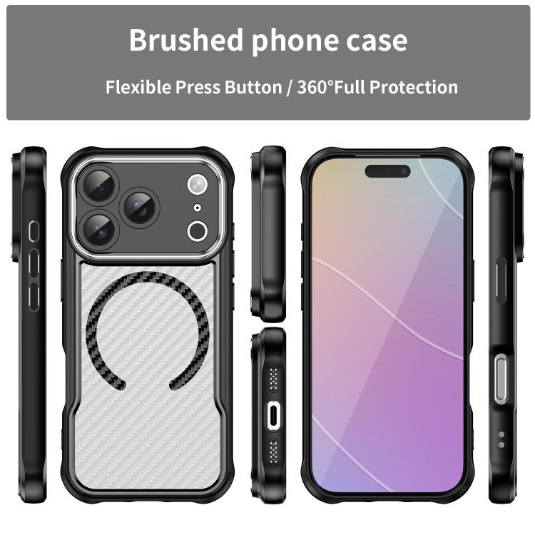 For iPhone 17 Pro Carbon Fiber Texture MagSafe Translucent Phone Case