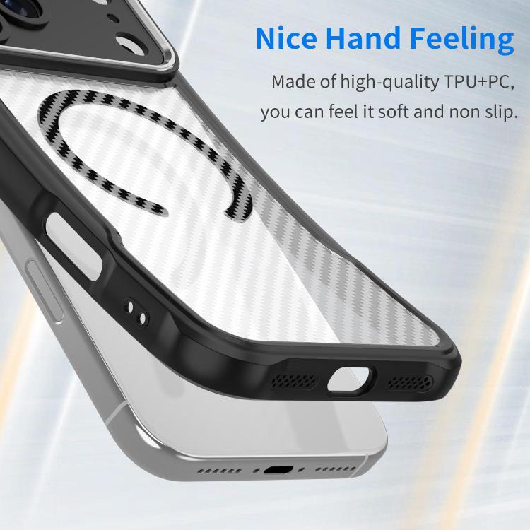 For iPhone 17 Pro Carbon Fiber Texture MagSafe Translucent Phone Case