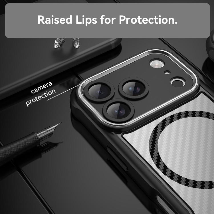 For iPhone 17 Pro Carbon Fiber Texture MagSafe Translucent Phone Case