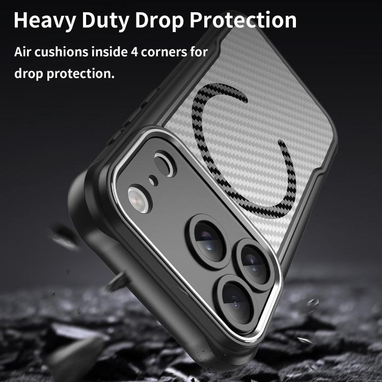 For iPhone 17 Pro Carbon Fiber Texture MagSafe Translucent Phone Case