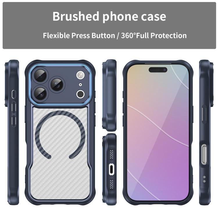 For iPhone 17 Pro Carbon Fiber Texture MagSafe Translucent Phone Case